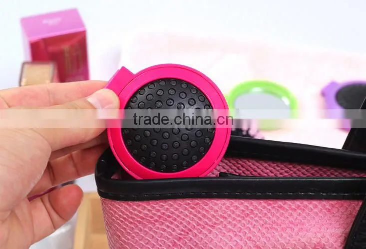 Yiwu Wholesale High Quality Mini Round Shape Folding ABS Head Massage Comb with Mirrow