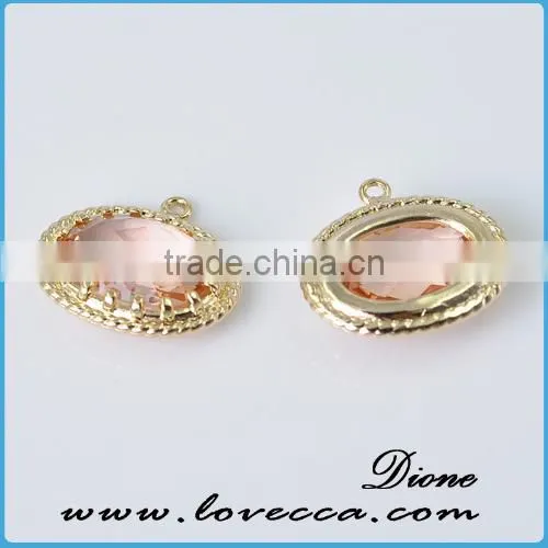 Fashion Gold Silver Plated Carved Framed Glass Pendant Jewelry