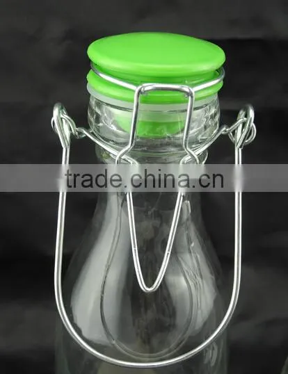 Color decal swing top glass mug for drink milk customize