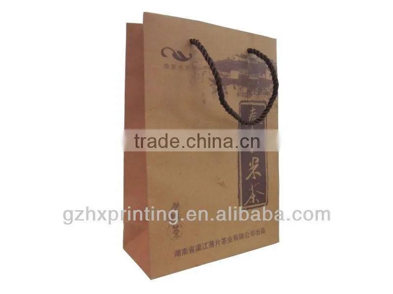 Brown kraft pape bag for tea with twist handle