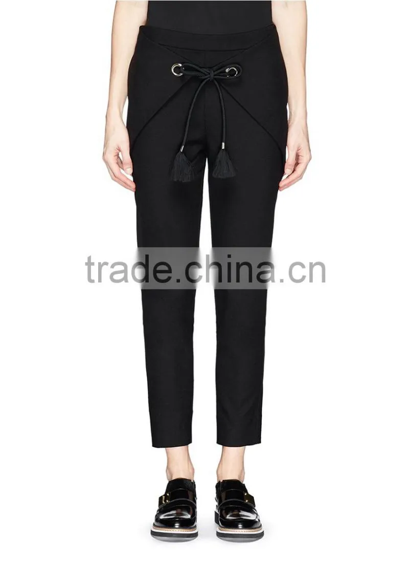 Black tie connected fashional style women formal pants