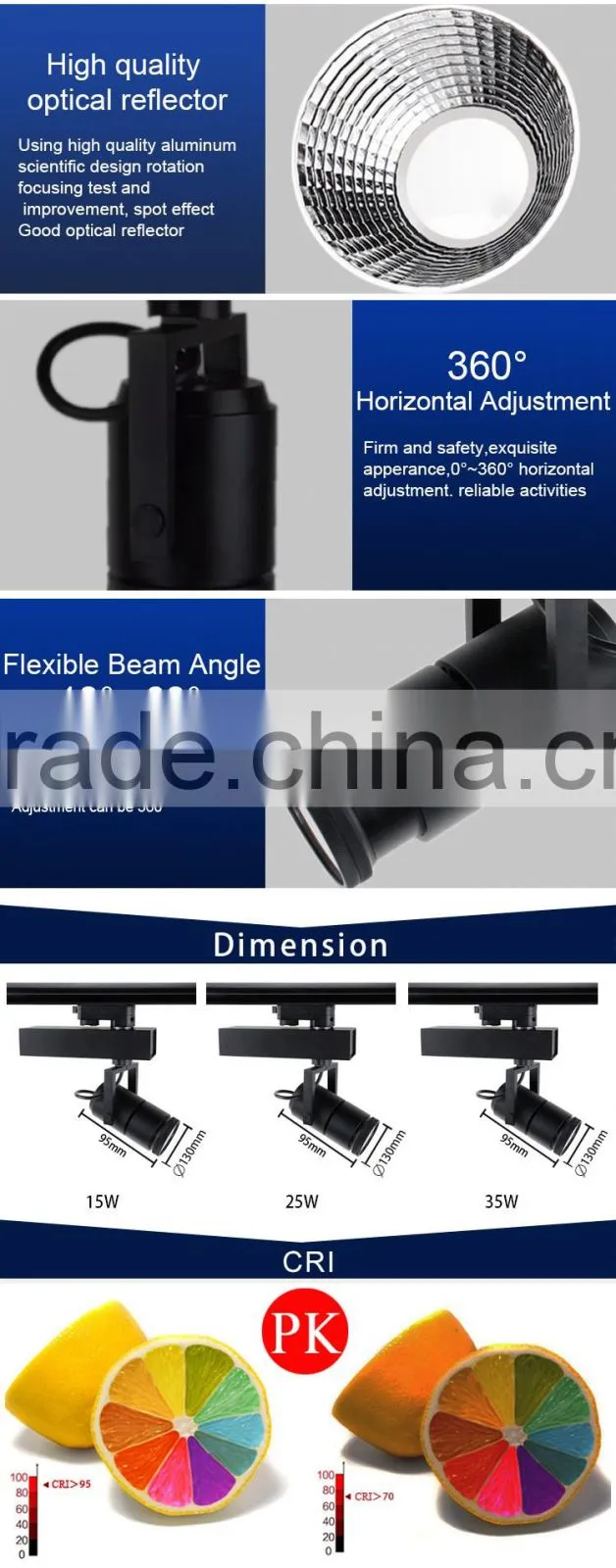 New designed CITIZEN 35W 4 wires led cob track light