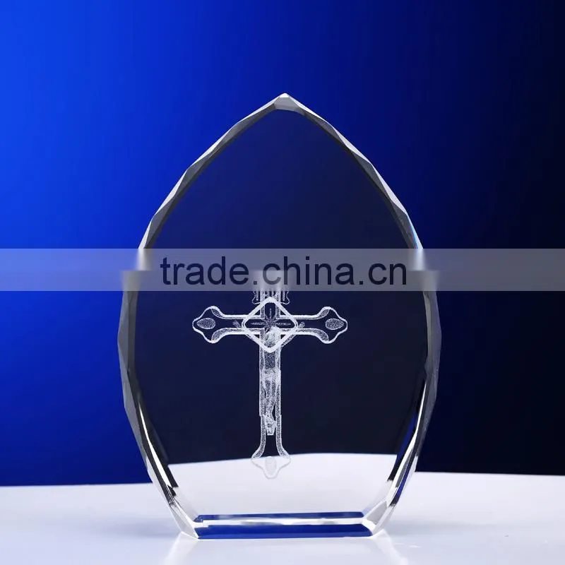 Jesus 3D Laser Engraving Crystal Cross Standing