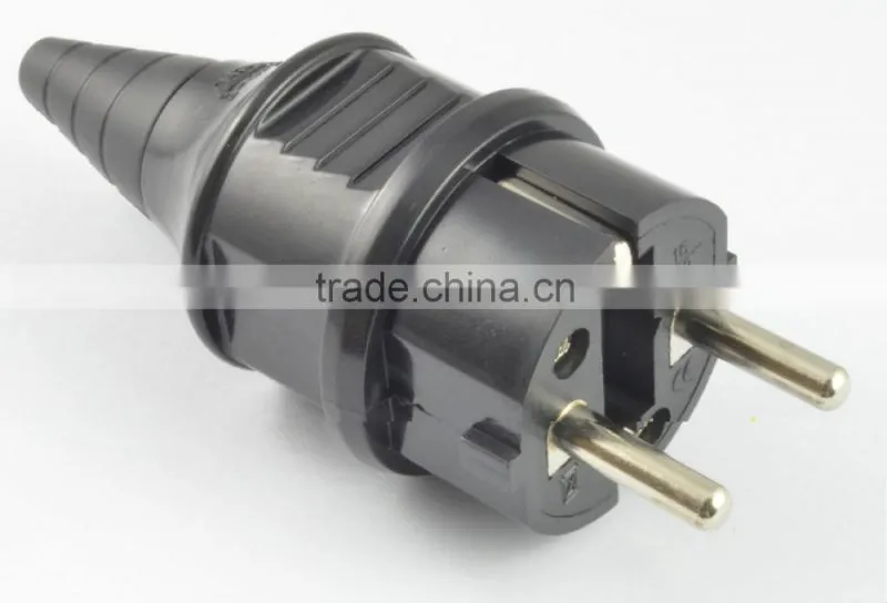 Hot selling alibaba Europe 2 round pin 220V plug adapter, electrical plug waterproof 16A