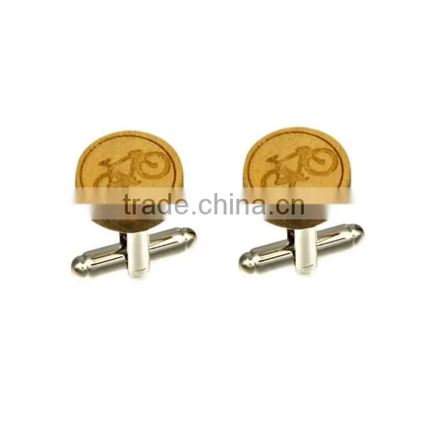 Fashion jewelry mens gift bicycle wooden cufflinks