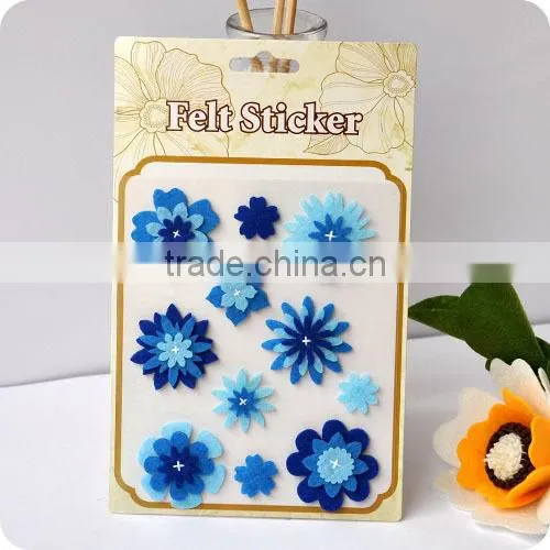 adhesive felt sticker , 3d sticker , handmade felt sticker, scrapbooking sticker, layered sticker , flower felt sticker