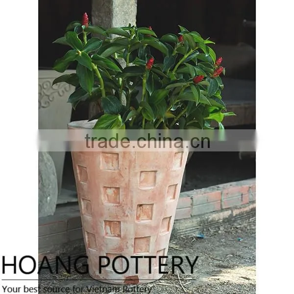 Tall Red Clay Terracotta Flower Pot - Vietnamese Ceramic