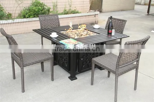 48" x 48" Square Chat Fire Pit Table - Outdoor FirePlace Fire Pit Heater Back Yard Propane Gas Patio Table Furniture