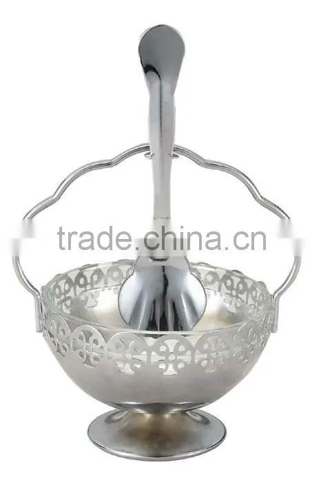 high clear glass sugar pot with lid spoon