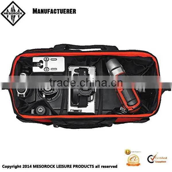 Wide mouth garden tool bag with shoulder strap electrician tool bag