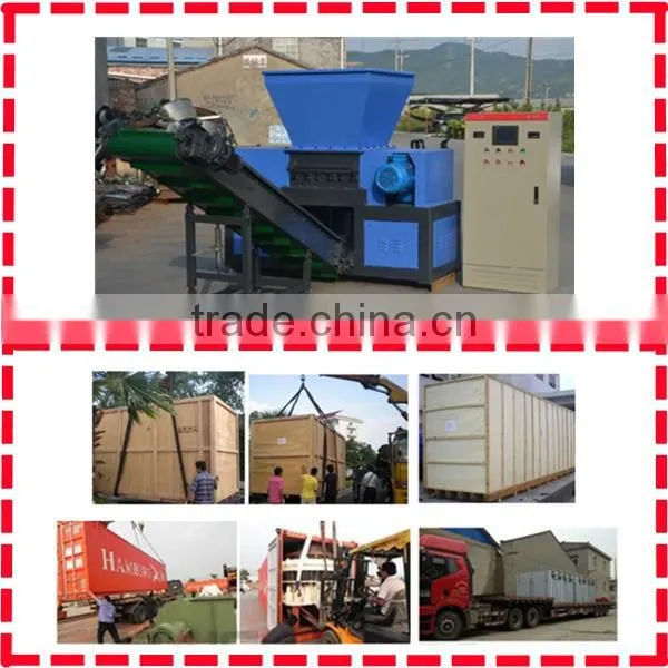 Philippines twin shaft 37kw waste tin can shredding machine small model