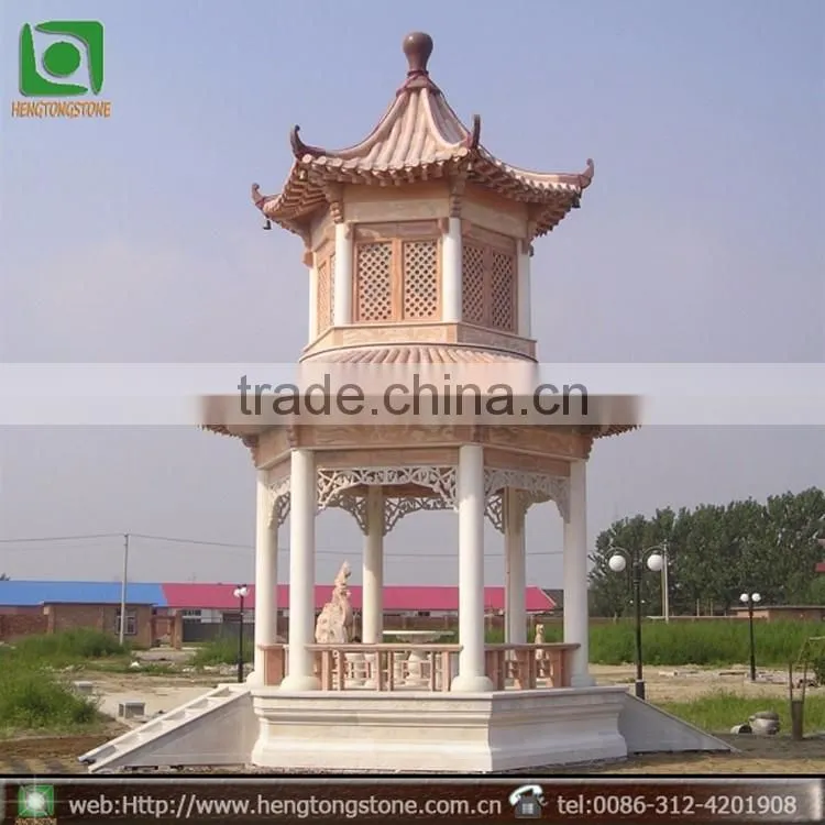 Hand Carved Outdoor Wholesale Garden Decorative Stone Pagoda Gazebo