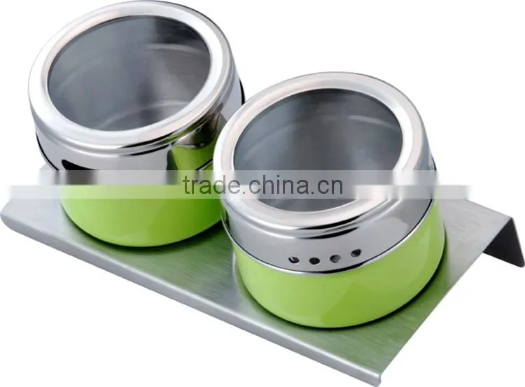 2 Piece Megenetic Salt And Pepper Set,Stainless Steel Condiment Set