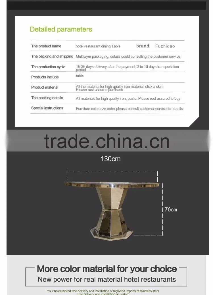 Manufacture cylinder glass dining table for hotel used