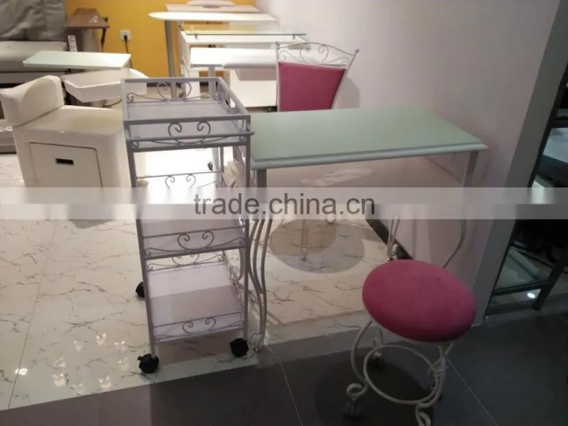 Portable manicure furniture cabinet with movable stool inside for Nail Salon TKN-2997