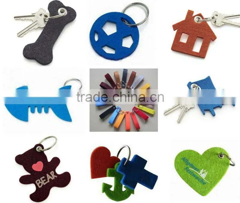 New hot sale China animal design cheap wholesale fashion key ring products promotional gift craft fabric felt wolf keychain