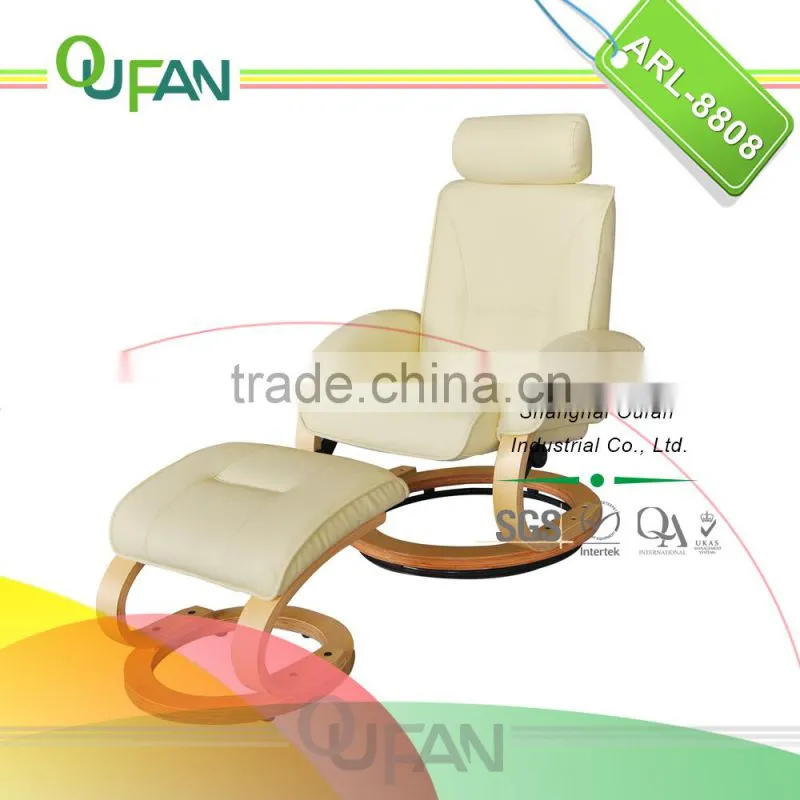 Oufan leather reclining wood chair with ottoman ARL-8808