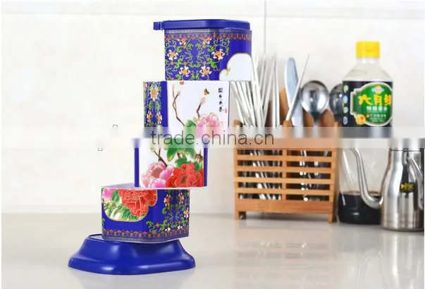 Home Kitchen Rotating Plastic Spice Sugar Flavor Seasoning Container Box Y