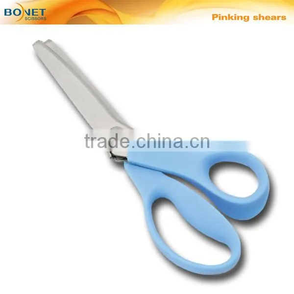 S21022 LFGB certificated 9-1/4" Pinking scissors with Orange handle cloth shears