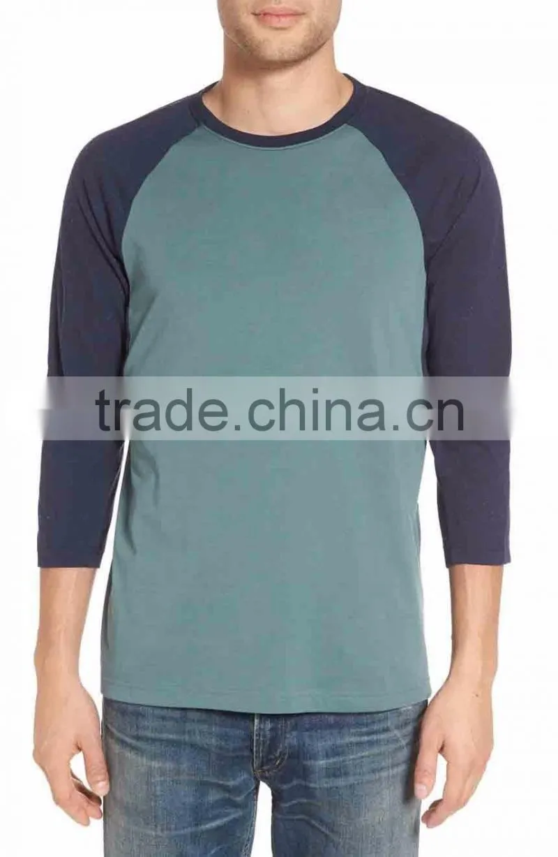 3/4 Sleeve Raglan T-Shirt for Men's High Quality Blank Printed T-shirts Wholesale Custom Manufacturer