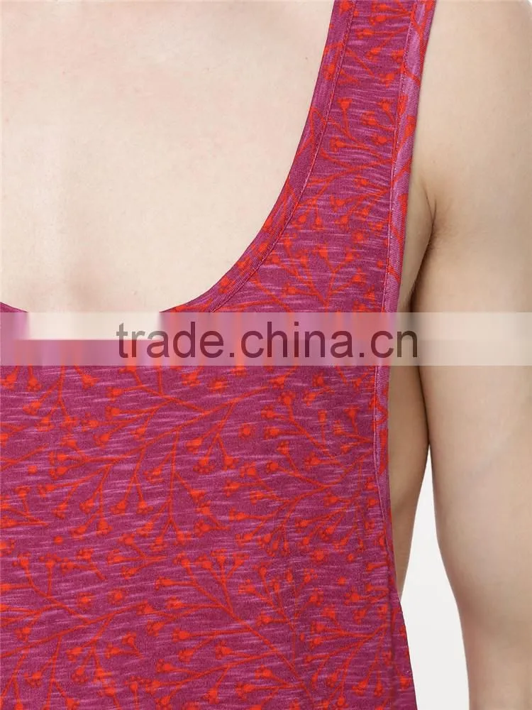 Mens longline ditsy print mesh tank top wholesale
