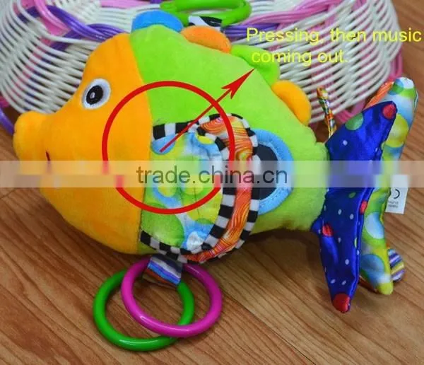 Colorful fish pressing musical Plush toys baby educational stuffed & plush toy baby gift
