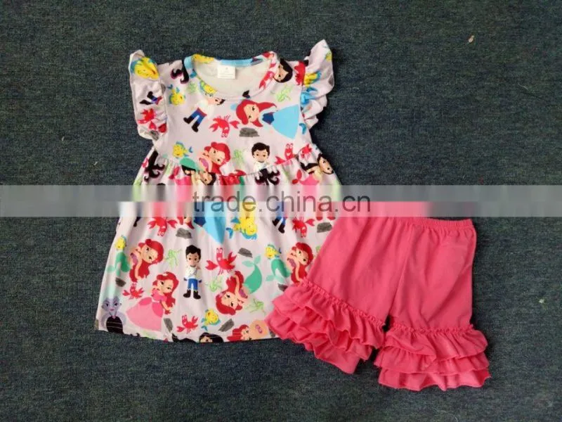 Wholesale Kids Summer Ruffle Clothing Baby Girls summer boutique outfit
