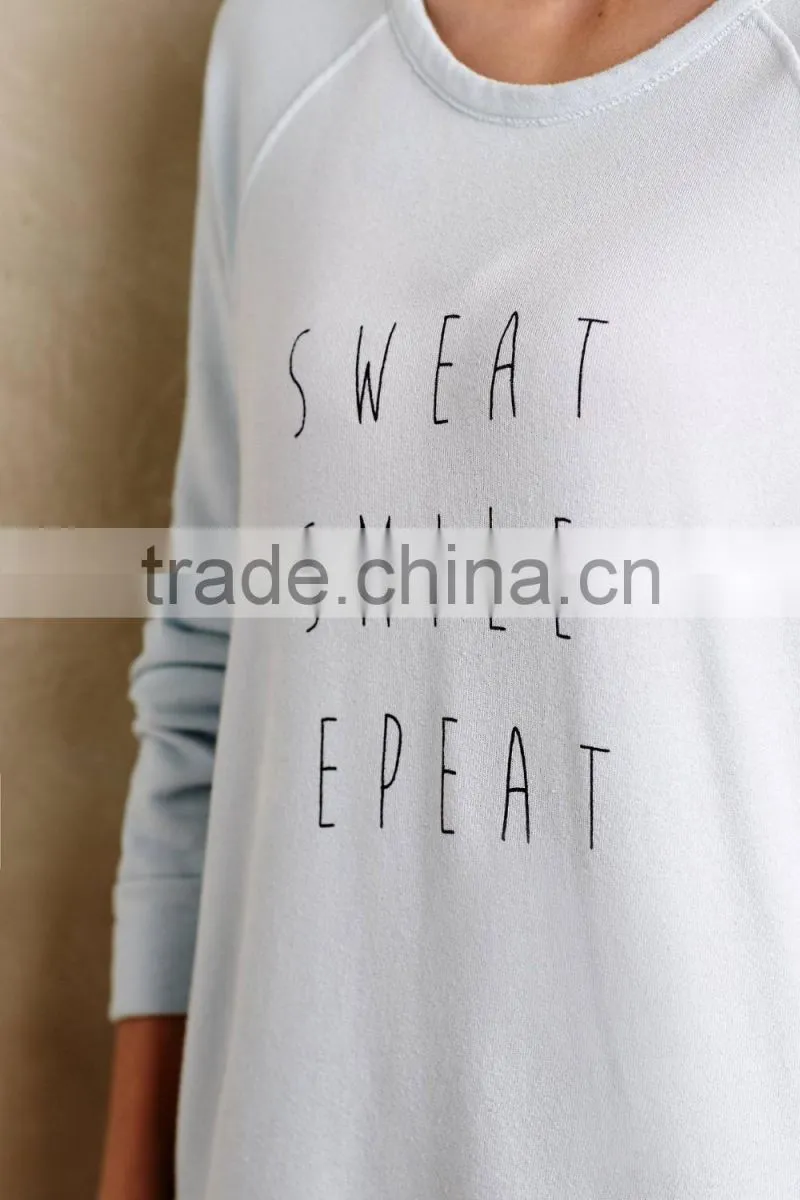Wholesale Routine Sweatshirt Ladies Plain Pullover Sweatshirt Without Hood