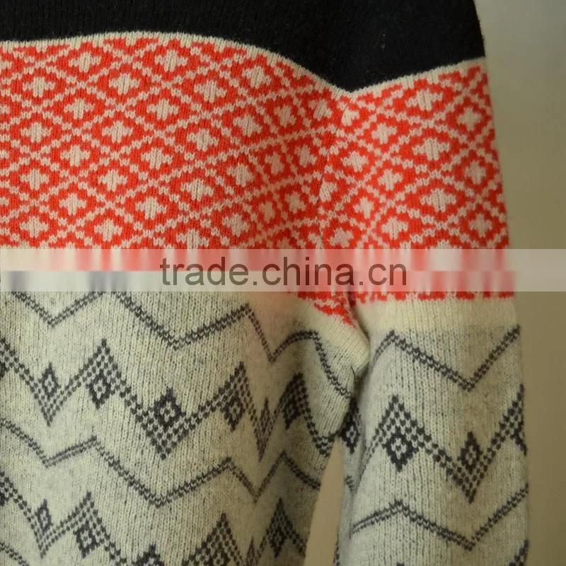 New Custom Design Fancy Color Jacquard Man Pullover Sweater