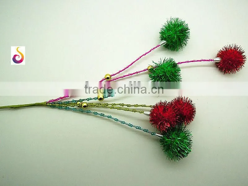 Pom pom flower decoration christmas tree