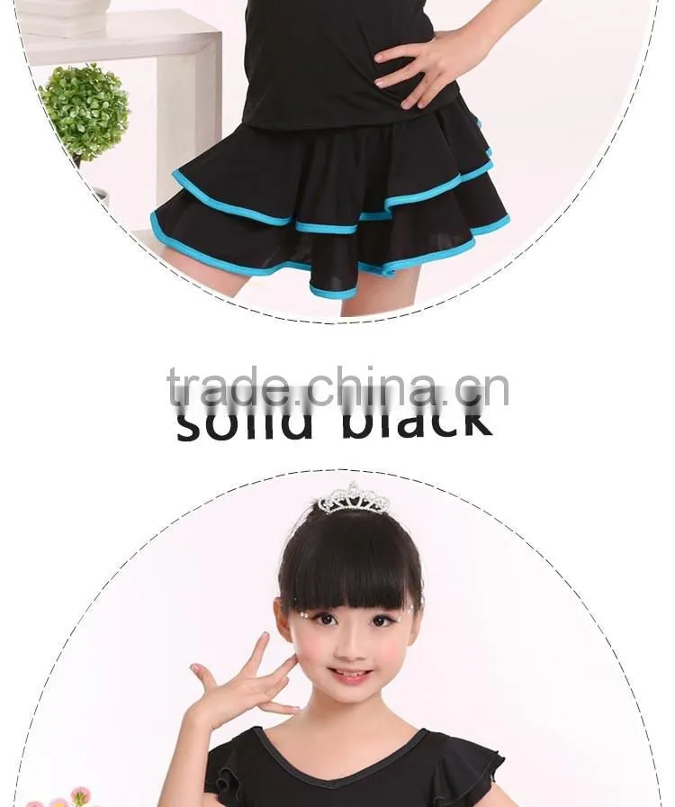 2016 Girls Child Latin Skirt Suit Kid Double V-Neck Gymnastics Costume Performance Dress