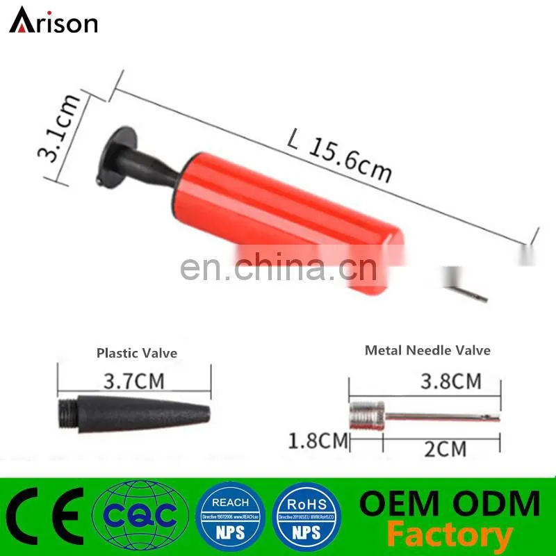 2- function 6" plastic hand pump with needle valve small hand pump with plastic valve for inflatable toys