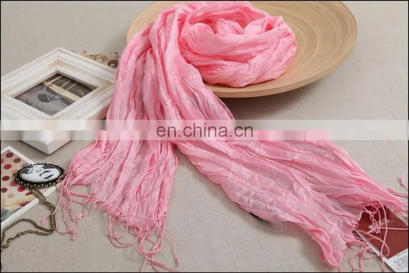 100% crinkle silk scarf purple color
