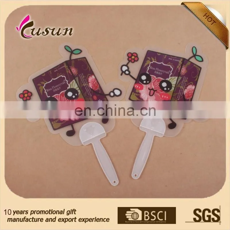 Most popular hand fan with long handle colorful pp plastic hand fan for promotional