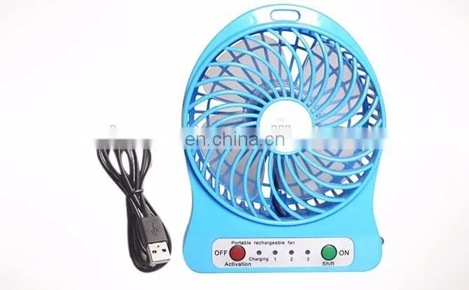 Custom Logo Printing Rechargeable Mini USB Desk Fan with LED Light