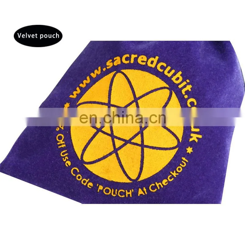 Hot custom purple velvet bags with drawstring for jewelry supplier