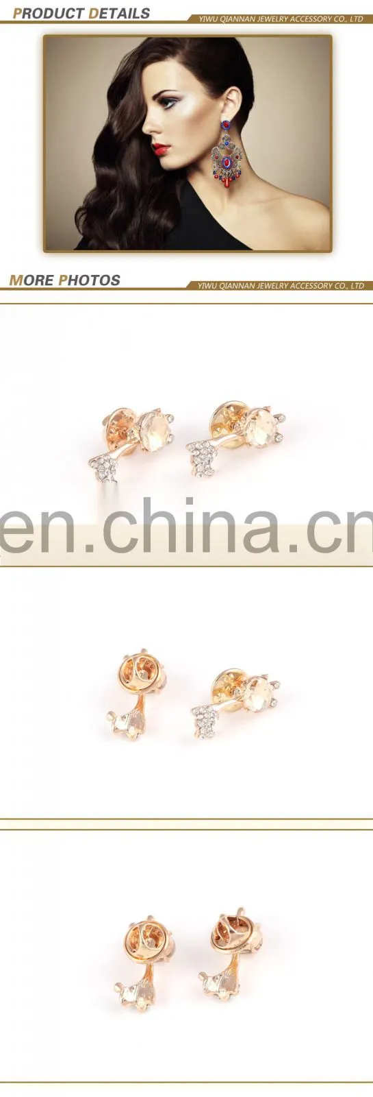Flower rhinestone buttons high quality pin copper crystal decorative clothing buttons wholesale