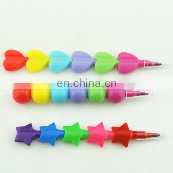 stacking crayon 5 colors star shaped stacker crayon without printing