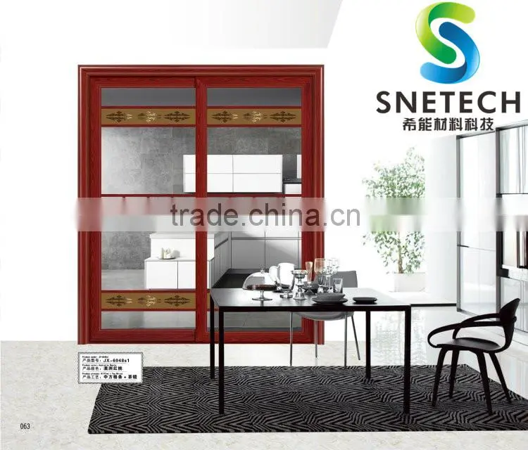 scarlet tempered glass with curves for partition sliding doors