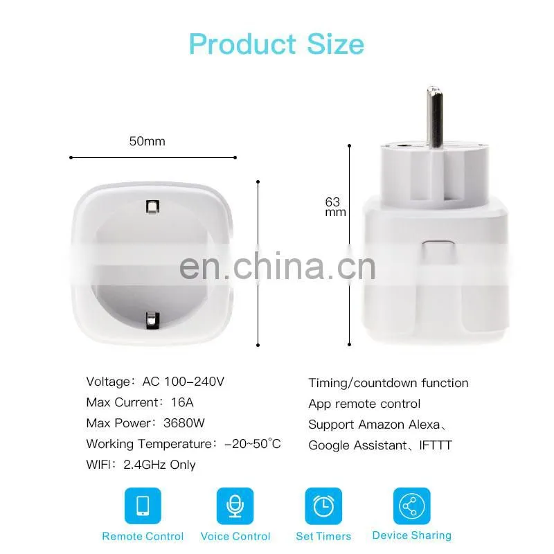 Tuya Smart Plug Power Monitor , Smart Wifi Eu Timer Sockets Power Energy Meter mini smart multi plug