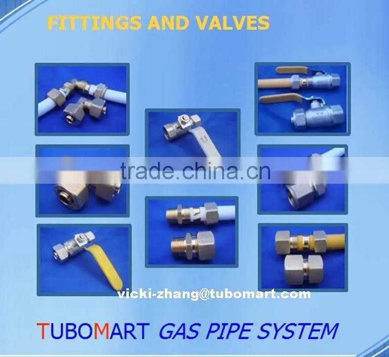 Gas compression fittings gas control valve for pex al pex gas pipe