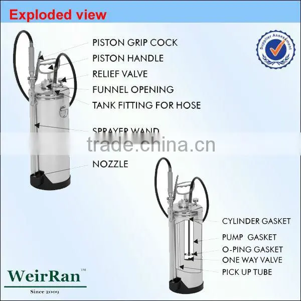 (22620) 5L garden hand stainless steel pressure manual water sprayer gun
