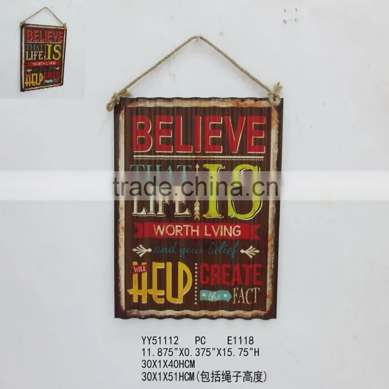 Factory vintage wave shape custom metal sign, metal wave tin plaque, factory advising plaque