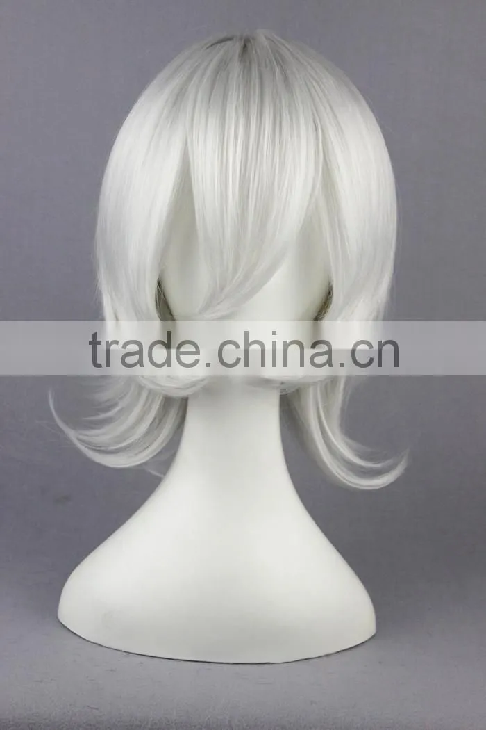 High Quality 35cm Short Curly D.Gray-Man-Allen Walker Silver White Synthetic Anime Wig Cosplay Hair Wig Party Wig