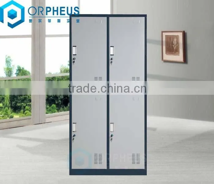 Promotional unassembled double tier 4 doors metal wardrobe lockers for school gym locker