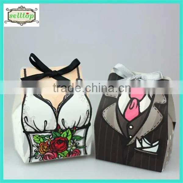 Cute 300g paper wedding favors and gifts trinket box
