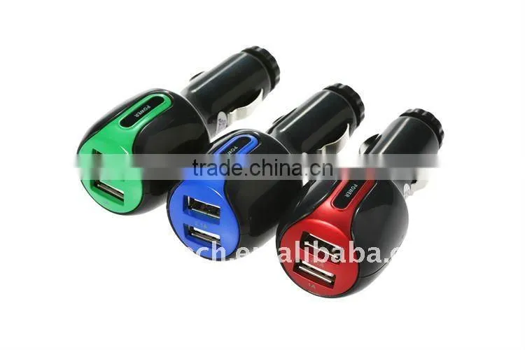 2 port usb car charger for iPod/iPhone/iPad