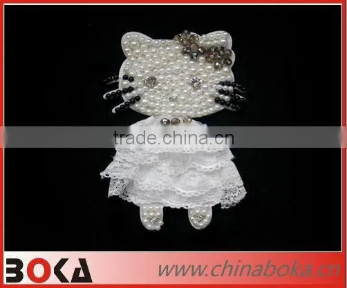New design rhinestones lace trim patch for wedding dress