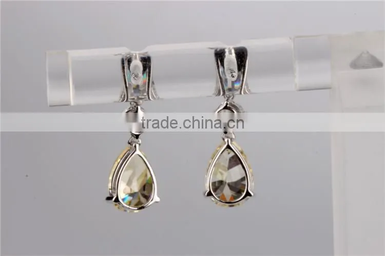 925 sterling silver latest model fashion Yellow zircon earrings for women