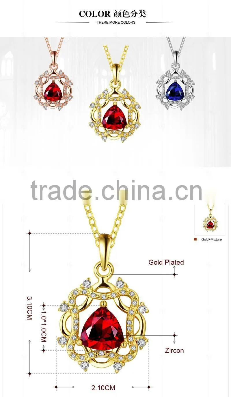trendy geometric jewelry necklaces/red zircon necklace/vintage necklace